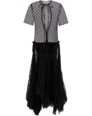 JW Anderson Jw Anderson Mixed Lace Long Dress - Black