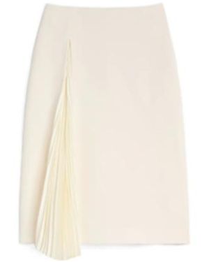 Jil Sander Wool Sablé Pleated Skirt - White