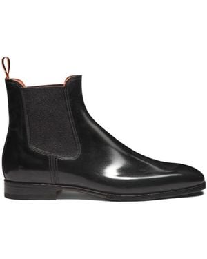 Santoni Pull-Tab Chelsea Boots - Black