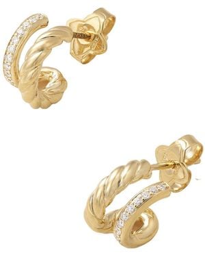 David Yurman 18-Karat Diamond Hoop Earrings - Metallic