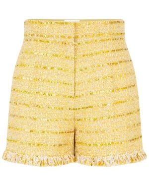 Giambattista Valli Sequin Adorned Tweed Shorts - Yellow