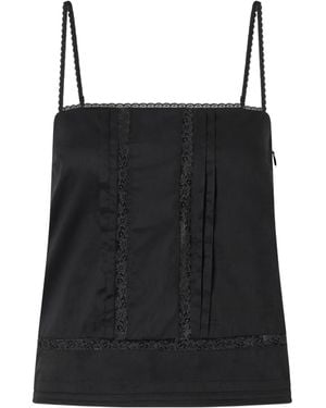 STAUD Corinna Lace-Trimmed Top - Black