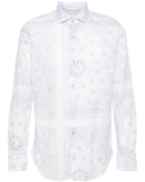 Eleventy Paisley Printed Long Sleeved Shirt - White
