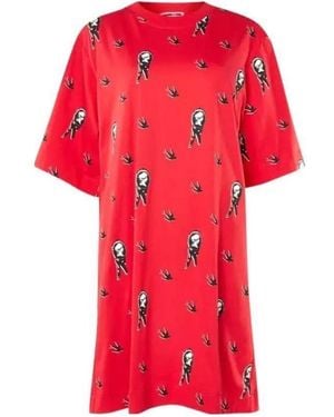 McQ A Round-Necked Logo Dress - Red