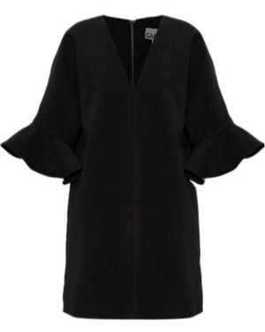 Ganni Mini Ruffle Dress - Black
