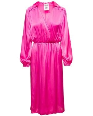 Semicouture Plunging V-Neck Midi-Dress - Pink