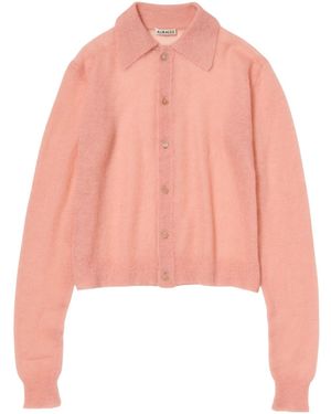 AURALEE Long-Sleeved Knitted Cardigan - Pink