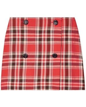 Acne Studios Check-Pattern Miniskirt - Red
