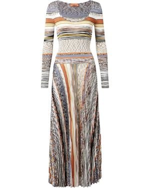 Missoni Knitted Pleated Striped Maxi Dress - Multicolor