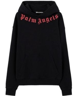 Palm Angels Neck Logo Hoodie - Black