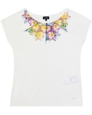 Armani Jeans Printed T-Shirt With Round Neck - White