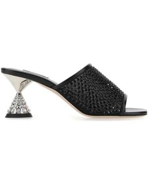 Miu Miu Embellished Slip-On Sandals - Black