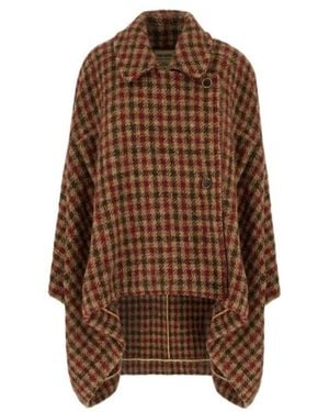 Uma Wang Checked Cape - Brown