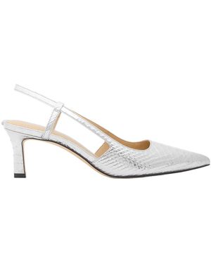 MICHAEL Michael Kors Alora Metallic Snake Embossed Leather Slingback Pump - White