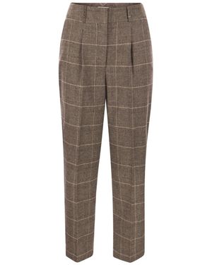 Peserico Flannel Checkered Pants - Gray