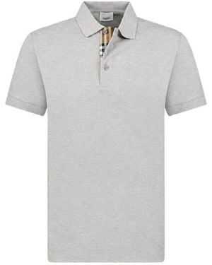 Burberry Cotton Solid-Color Single-Breasted Short-Sleeve Polo Shirt - Grey