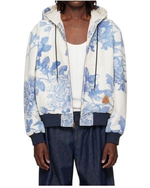 R13 Floral-Print Hooded Jacket - Blue