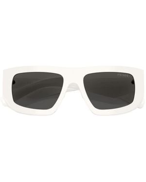 Prada Eyewear Triangle Logo Geometric Frame Sunglasses - White