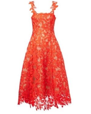 Oscar de la Renta Guipure Lace Cocktail Dress - Red