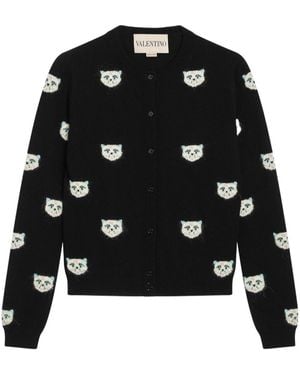 Valentino All-Over Animal Patterned Button-Up Cardigan - Black
