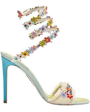 Rene Caovilla Round-Toe High-Heeled Sandals - Metallic