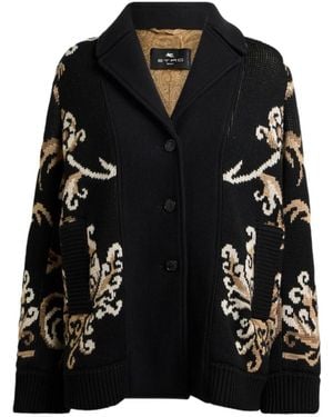Etro Patterned Button-Front Cardigan - Black