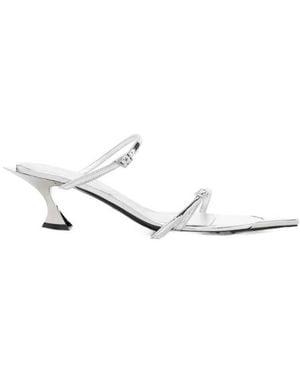 Mugler 50Mm Metallic Leather Mules - White