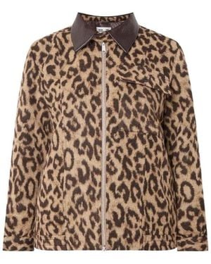 Baum und Pferdgarten Leopard-Print Zip-Up Casual Jacket - Brown