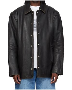 Alexander Wang Snap Front Leather Jacket - Black