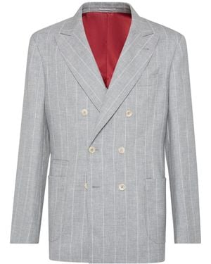 Brunello Cucinelli Double-Breasted Blazer - Grey
