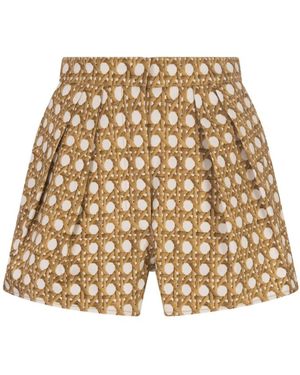 Giambattista Valli Vienna Straw Pleated Shorts - Natural