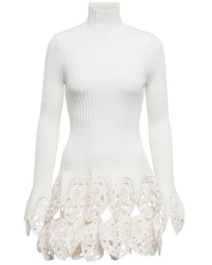 Rabanne Crochet-Trimmed Wool-Blend Top - White