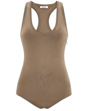 Ferragamo Ferragamo Sleek Racerback Knitted Bodysuit - Brown