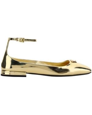 Prada Metallic Leather Ballerinas