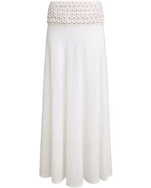 Alaïa Long Wool Knitted Skirt - White