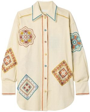 Zimmermann Ottie Guipure Lace-Trimmed Cotton Shirt - Natural