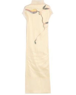 Sportmax Spsviale Graphic-Print Open-Back Midi Dress - Natural