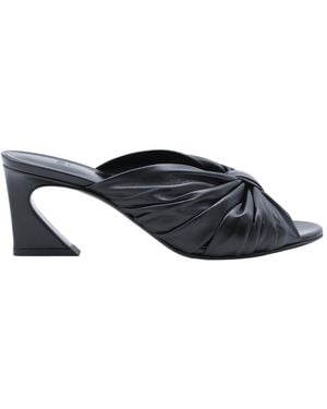 Fendi Bow-Detailed Gathered Heeled Sandals - Black