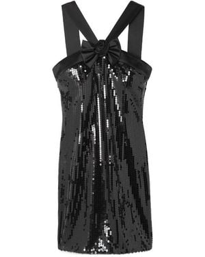 Alessandra Rich Logo Bow Sequined Dress - Black