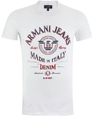 Armani Jeans Logo Printed Pattern T-Shirt - White