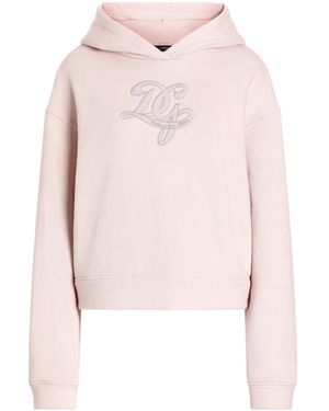 Dolce & Gabbana Logo Embroidered Hoodie - Pink