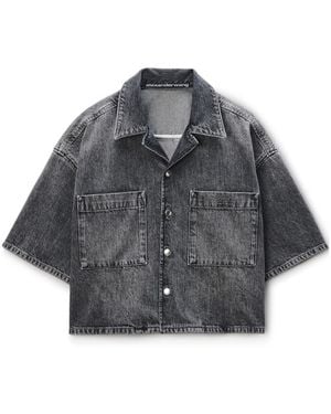 Alexander Wang Cropped Short-Sleeved Shirt - Grey
