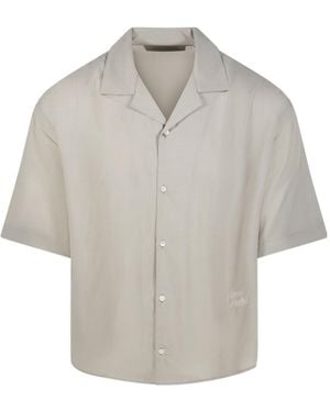 Ami Paris Embroidered Short-Sleeved Boxy Shirt - Grey