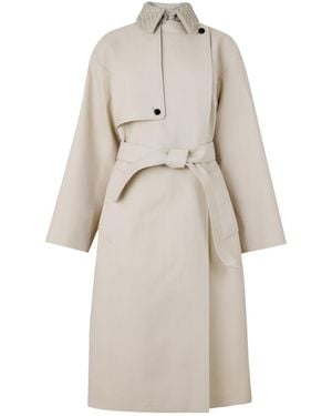 Bottega Veneta Mid-Length Stand-Collar Trench Coat - Natural