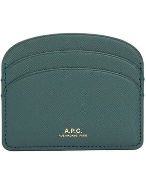 A.P.C. Demi-Lune Leather Cardholder - Green