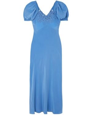 RIXO London Lace Collar Dress - Blue