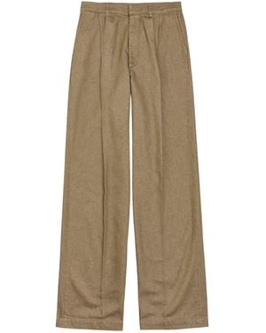 Dries Van Noten Double-Fold Wide-Leg Pants - Natural