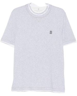 Brunello Cucinelli Logo-Embroidered Crew-Neck T-Shirt - White