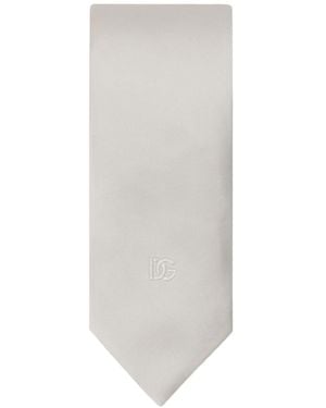 Dolce & Gabbana Dg Logo Embroidered Sicilia Tie - White