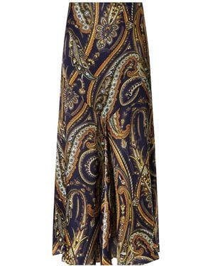 Etro Paisley-Print Satin Midi Skirt - Multicolor